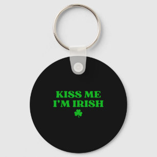 Kiss irish shamrock, st patricks day for men women key ring