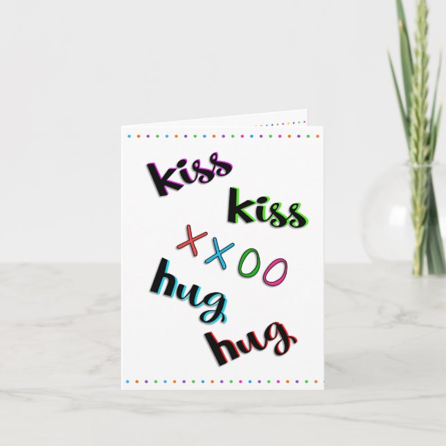 Kiss Kiss Hug Hug Love Lover Friend Fun Birthday Card (Front)