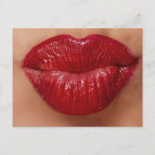 Kiss Kiss Red Lips Love Postcard