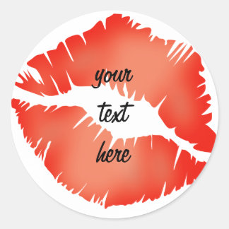'KISS' LIP PRINT CLASSIC ROUND STICKER