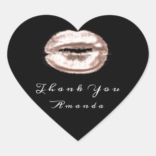 Kiss Lips Black White Rose Makeup Bridal 16 Thank Heart Sticker