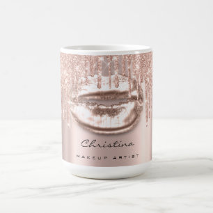 Kiss Lips Makeup Artist Glitter Drips Sparkly Coffee Mug