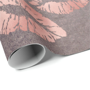 Kiss Lips Makeup Blush Pink Rose Gold Purple Grung Wrapping Paper