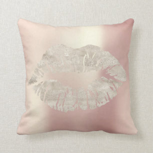 Kiss Lips Pink Rose Gold Blush Powder Pearly Metal Cushion