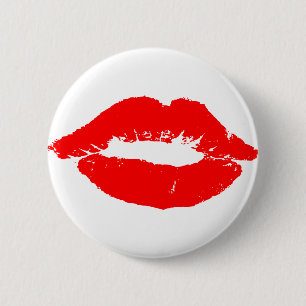 Kiss Lips Red Lipstick Love Passion Valentine 6 Cm Round Badge