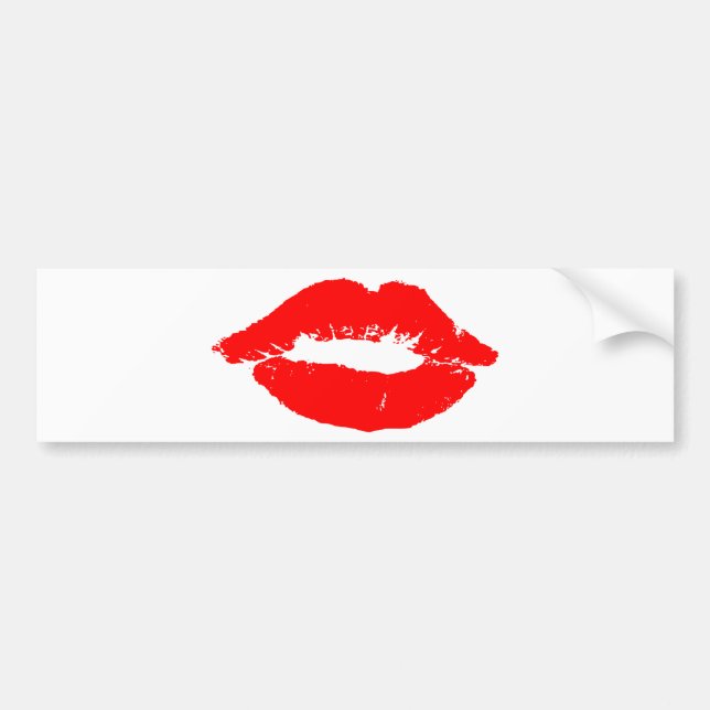 Kiss Lips Red Lipstick Love Passion Valentine Bumper Sticker (Front)
