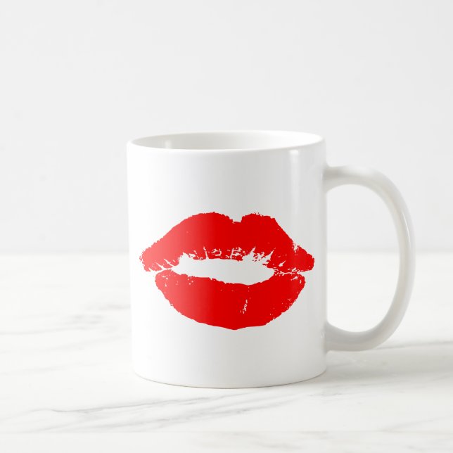 Kiss Lips Red Lipstick Love Passion Valentine Coffee Mug (Right)