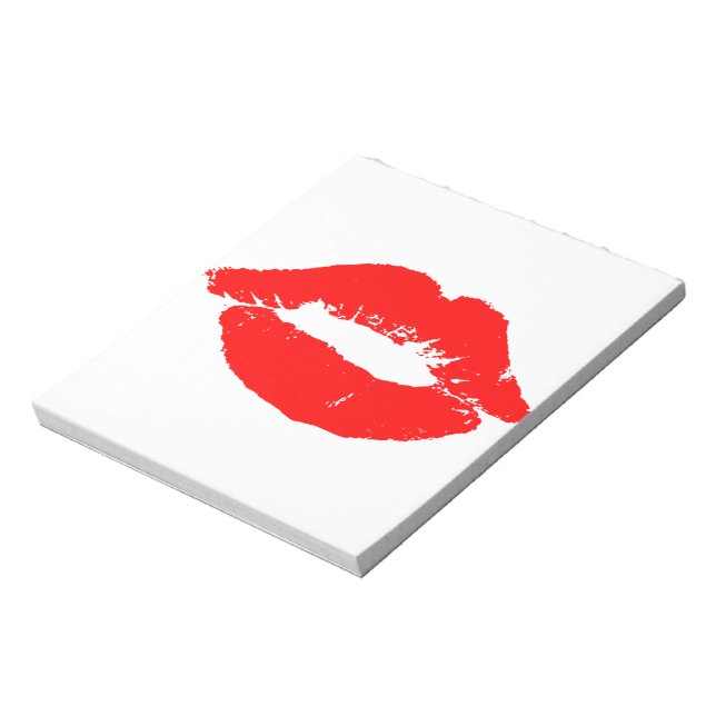 Kiss Lips Red Lipstick Love Passion Valentine Notepad (Rotated)