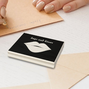 Kiss lips romantic hugs and kisses rubber stamp