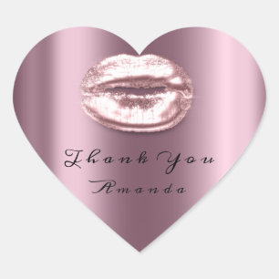 Kiss Lips Rose Violet Heart Makeup Bridal 16 Thank Sticker