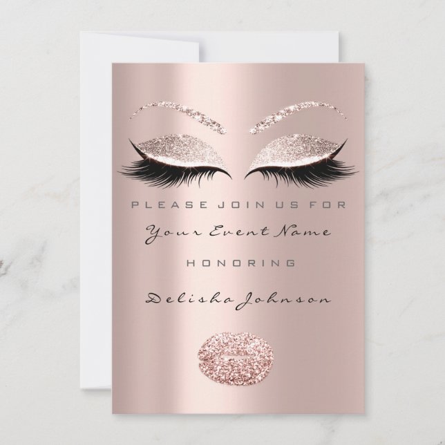Kiss Lips Sweet 16th Birthday Bridal Shower Makeup Invitation (Front)