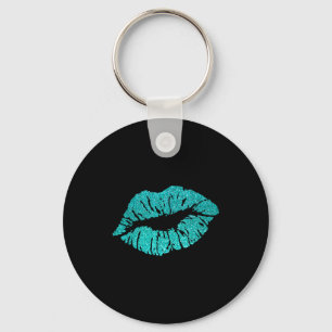 Kiss Lips Turquoise Blue Valentines Day Y Love Vib Key Ring