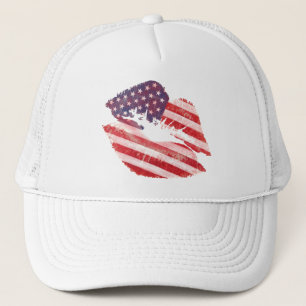 Kiss lips with American flag Trucker Hat