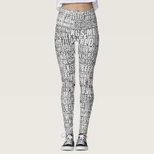 Kiss me before world war 3 typographic motif patte leggings