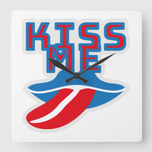 Kiss Me / Besame Pixelat by Masanser Square Wall Clock