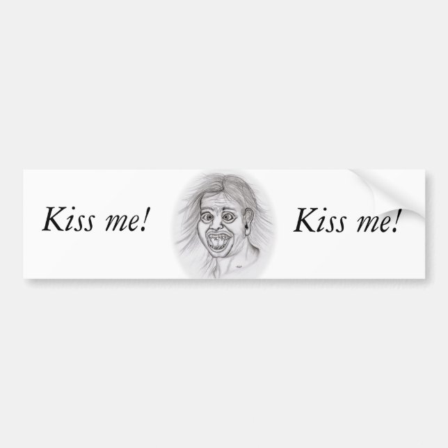 Kiss me! - Bleistiftzeichnung Bumper Sticker (Front)