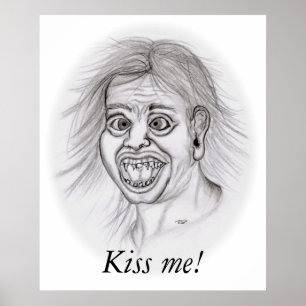 Kiss me! - Bleistiftzeichnung Poster