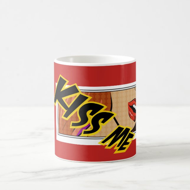 Kiss Me Comic Pop Art Coffee Mug (Center)