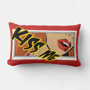 Kiss Me Comic Pop Art Lumbar Cushion