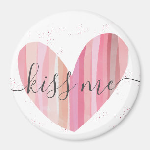 Kiss Me Cute Pink Textured Heart Magnet