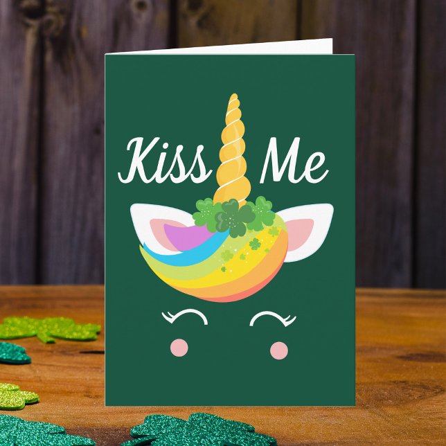 Kiss Me Cute St. Patricks Day Unicorn Card (Creator Uploaded)