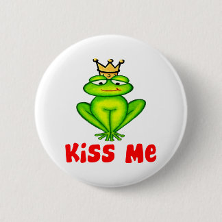 Kiss me frog 6 cm round badge