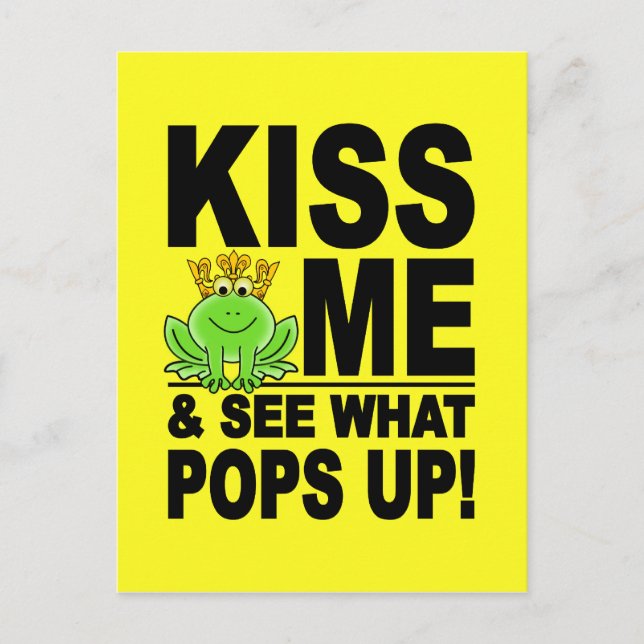 KISS ME Frog postcard, customisable Postcard (Front)