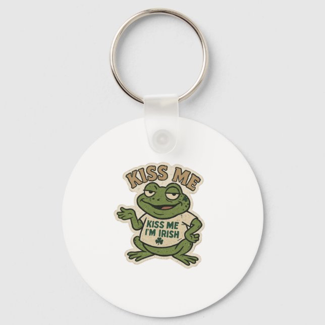 Kiss Me Frog St.Patrick's Day Key Ring (Front)