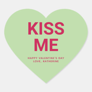 Kiss me fun cute Valentine's Day conversation Heart Sticker