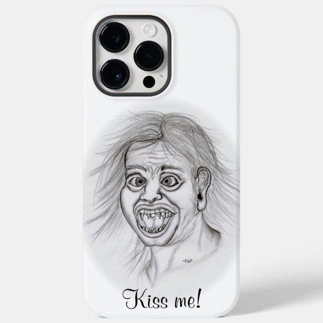 Kiss me! Funny drawing black and white Design Case-Mate iPhone Case (Back)