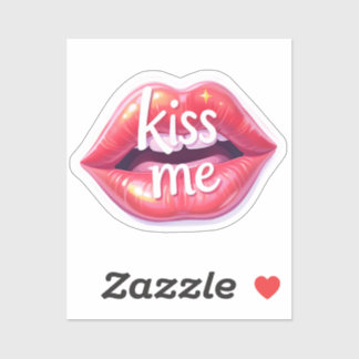 Kiss Me Glossy Red Lips Art Illustration
