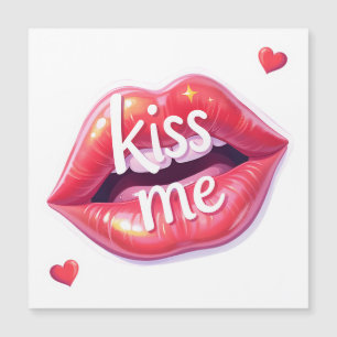 Kiss Me Glossy Red Lips Art Illustration