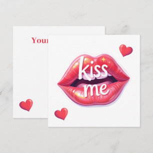 Kiss Me Glossy Red Lips Art Illustration Invitation