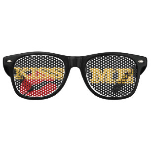 KISS ME Gold retro Shades / Fun Party Sunglasses