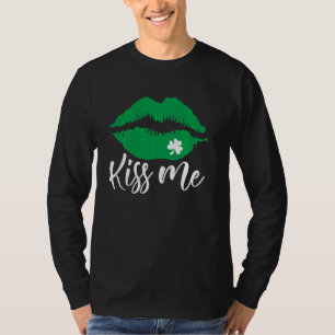 Kiss Me Green Lips St Patty's Day Matching Beer M T-Shirt