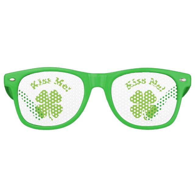 Kiss Me Green Retro Sunglasses (Front)