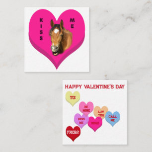 KISS ME Horse Conversation Hearts Valentine's Card