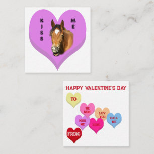 KISS ME Horse Conversation Hearts Valentine's Card