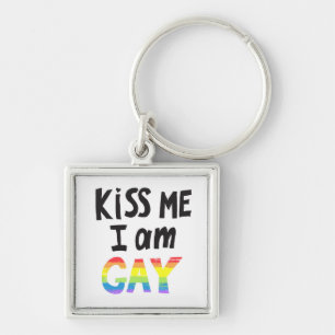 Kiss Me I Am Gay Key Ring