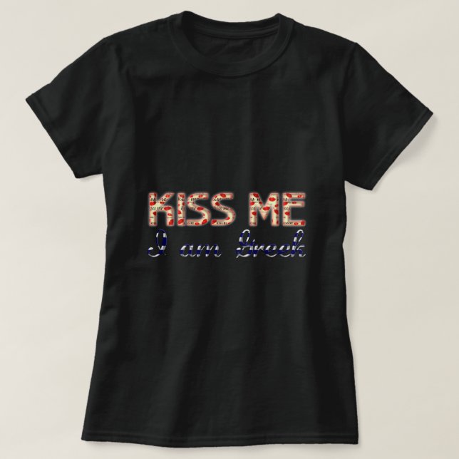 Kiss me I am Greek Funny Typography Country Flag T-Shirt (Design Front)