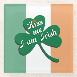 Kiss me I am Irish Glass Coaster