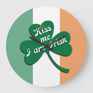 Kiss me I am Irish Large Clock