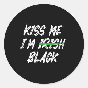 Kiss Me I’m Irish Black Leprechaun St Patricks Day Classic Round Sticker