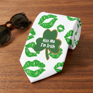 Kiss Me I’m Irish Shamrock St. Patrick’s Day Tie