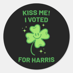 Kiss Me I Voted For Harris Lucky St Patricks Day C Classic Round Sticker