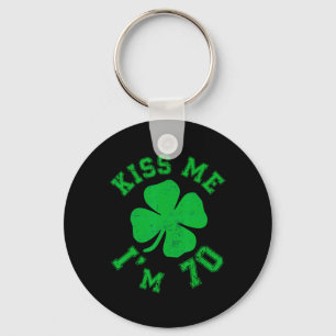 Kiss Me I'm 70 1955 Lucky St. Patrick's Day Shamro Key Ring