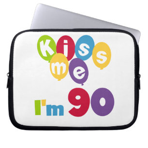 Kiss Me I'm 90 Birthday T-shirts and Gifts Laptop Sleeve
