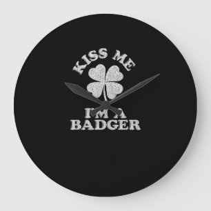 Kiss Me I'm A Badger ~ Demonym Wisconsin T-Shirt Large Clock