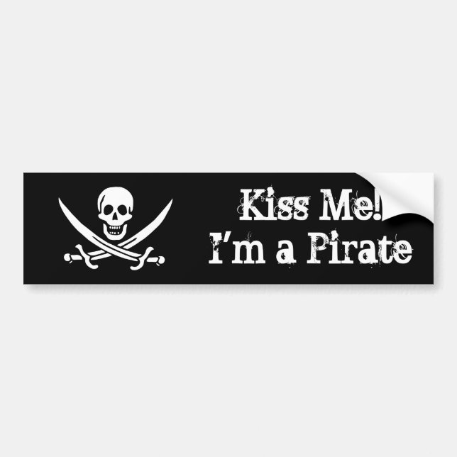 Kiss Me! I'm a Pirate Bumper Sticker (Front)