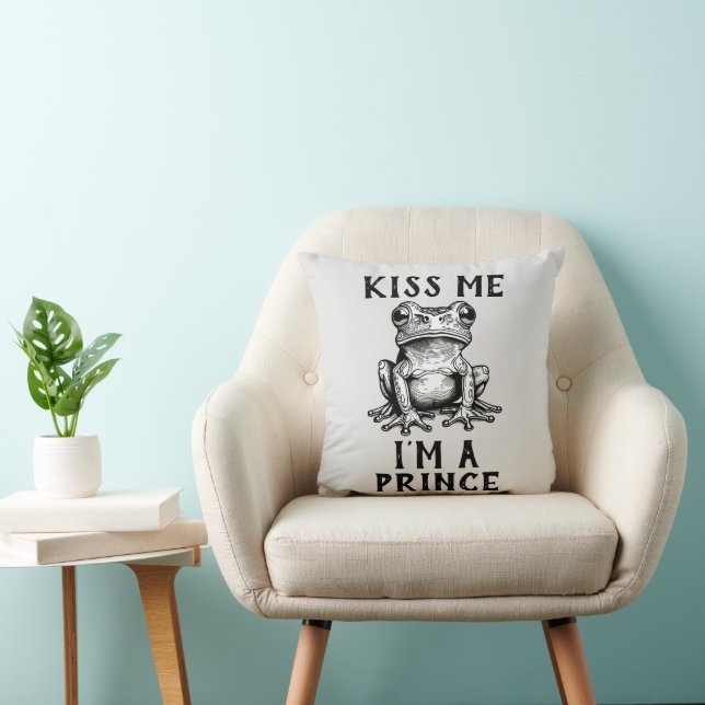 Kiss Me I'm A Prince Throw Pillow (Chair)